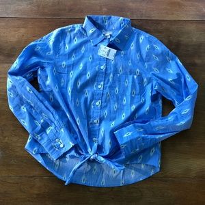 J. Crew Printed tie-waist shirt